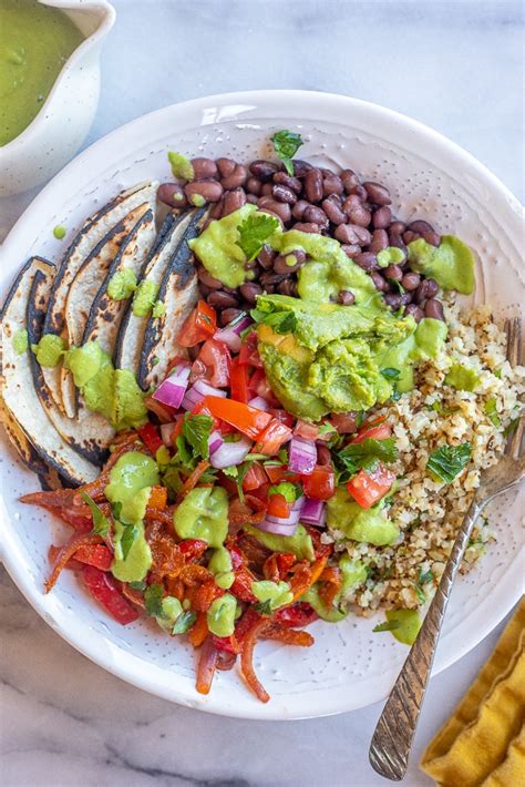 Vegan Fajita Bowls With Avocado Sauce She Likes Food