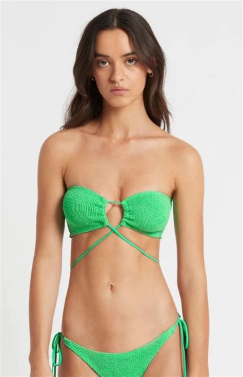 Margarita Bandeau Pablo Brief Bikini Set Green Bond Eye