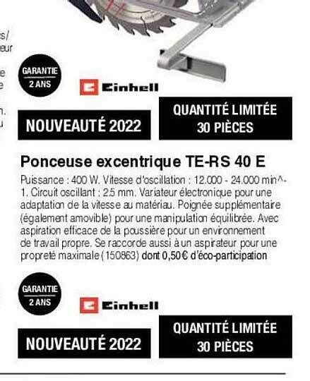 Promo Ponceuse excentrique te rs 40 e einhell chez Chretien Matériaux