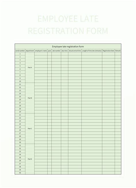 Employee Late Registration Form Excel Template And Google Sheets File