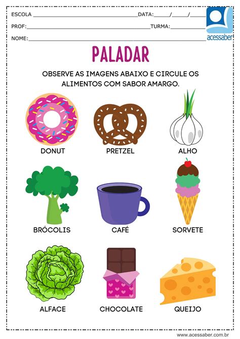 Atividade Paladar - Atividade de ciências: O sentido do paladar - Ed. Infantil e 1º ano ...