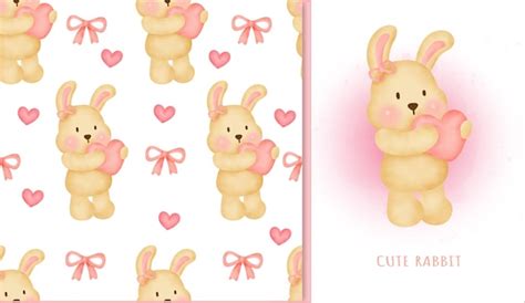 Premium Vector Seamless Pattern Sweet Rabbit