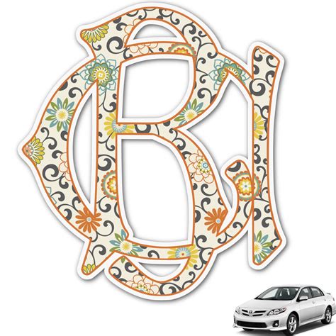 Custom Swirls And Floral Monogram Car Decal Personalized Youcustomizeit