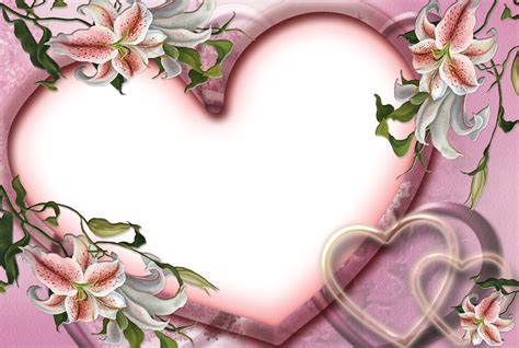 Cute Pink Heart Transparent Photo Frame with Flowers | Gallery ...