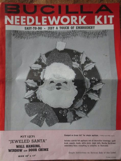 Vintage Bucilla Christmas Needlework Kit Felt Applique Jeweled