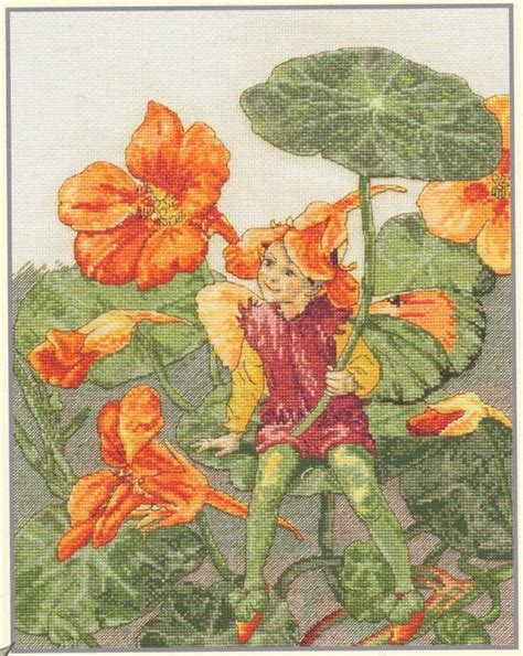 Cross Stitch Fairies Nasturtium Fairy Cicely Mary Barker Free Pattern With Chart Cross