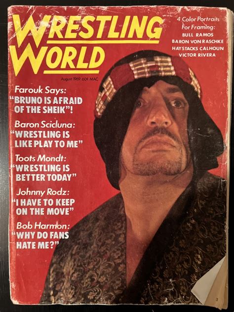 Wrestling World Magazine August 1969 Sheik Cover N P Wrestling Figures