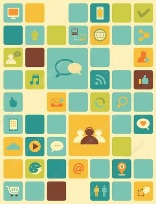 Illustration Of Internet Icons Over Coloured Background Stock Image