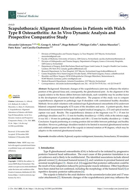 Pdf Scapulothoracic Alignment Alterations In Patients With Walch Type