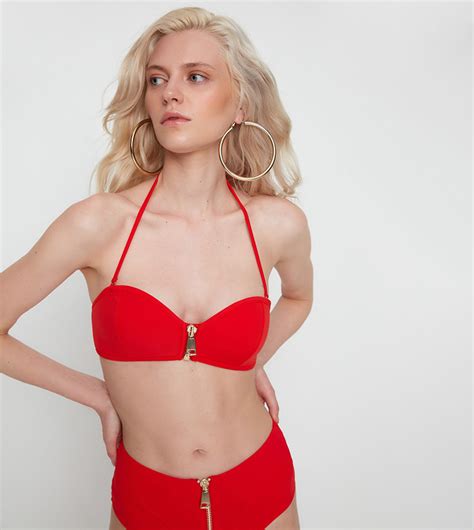 Buy Trendyol String Neck Swim Bikini Bra In Red 6thStreet UAE