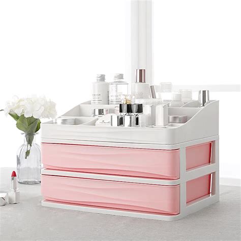 Buy Nordic Double Deck Desktop Comestics Makeup Storage Drawer Type Box