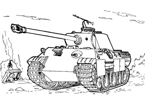 Coloring Book A Tank On The Battlefield To Print And Online