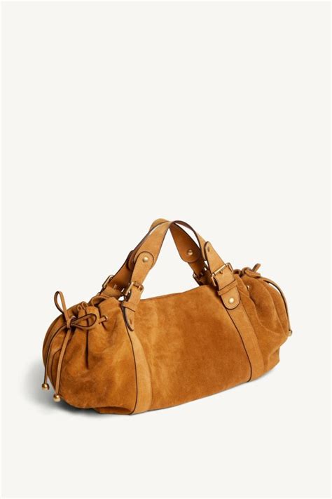 Sacs Gerard Darel H Zip Sac Main En Cuir Velours Bl