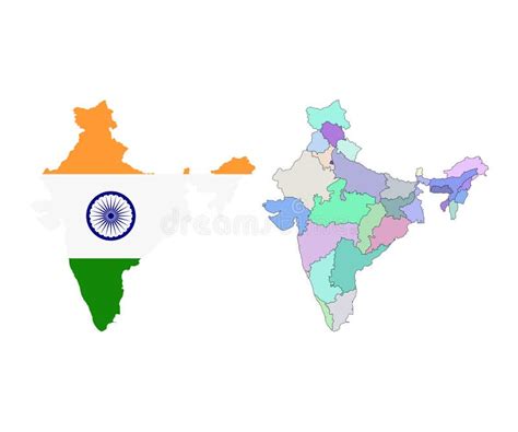 Colored Map Of India