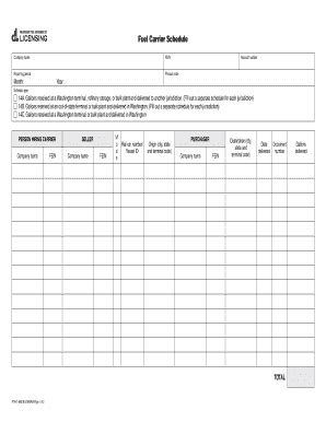 Fillable Online Dol Wa Fuel Carrier Schedule DOLWAgov Dol Wa Fax