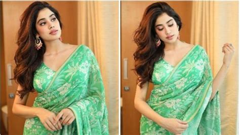 Janhvi Kapoor Looks Drop Dead Gorgeous In Emerald Green Saree See Viral Pics Janhvi Kapoor