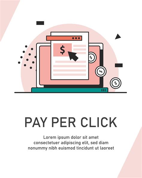 Pay per click, internet marketing. Flat line art style concept. Vector