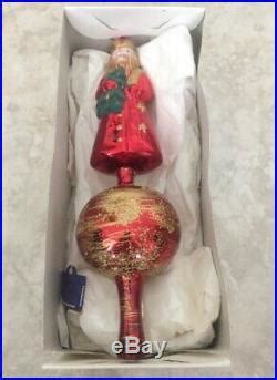 Vintage Lauscha Glass Santa Christmas Tree Topper Made In Germany