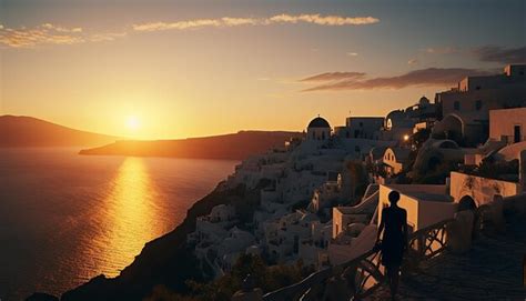 Premium AI Image | Sunset in santorini photoshoot