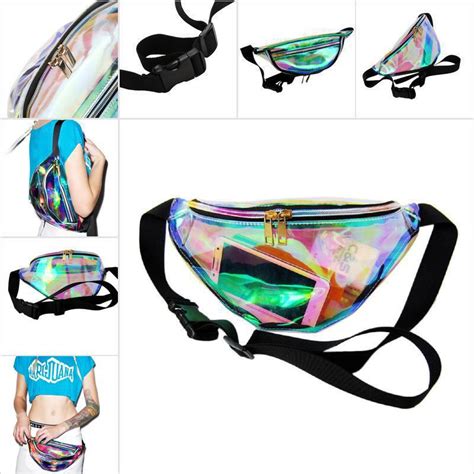 Purpleredtonew Rainbow Transparent Bag Punk Hologram Fanny Pack Bum