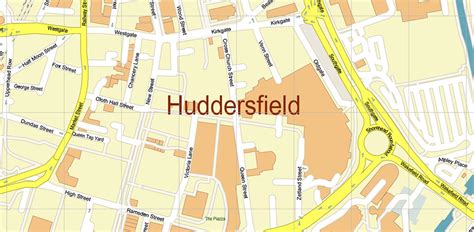 Halifax Huddersfield Uk Map Vector City Plan High Detailed Street Map