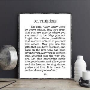 St Therese Quote Print May Today There Be Peace Within St Therese Of