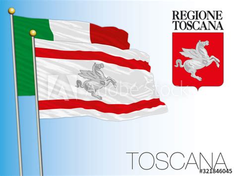 Tuscany Official Regional Flag And Coat Of Arms Italy Vector