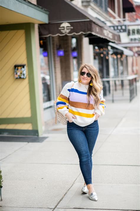 Striped Sweater Fashion Coffee Beans And Bobby Pins Sweater