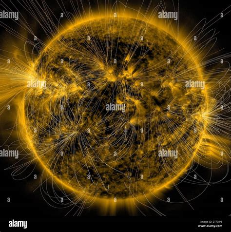 This Illustration Lays A Depiction Of The Suns Magnetic Fields Over An