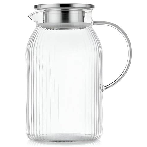 Jarra Twinkle de Vidro Borosilicato Canelado Tampa em Aço Inox 1 5L