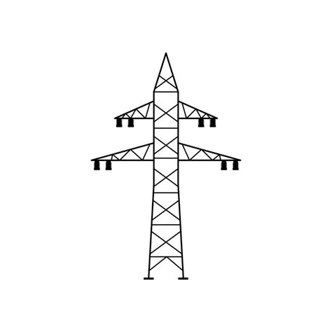 Electricity Tower Icon Vector Transmission Tower Illustration Sign Power Lines Symbol