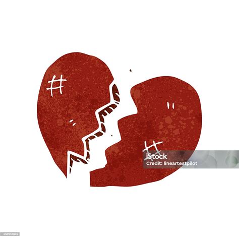 Retro Cartoon Broken Heart Symbol Stock Illustration Download Image Now Bizarre Cartoon