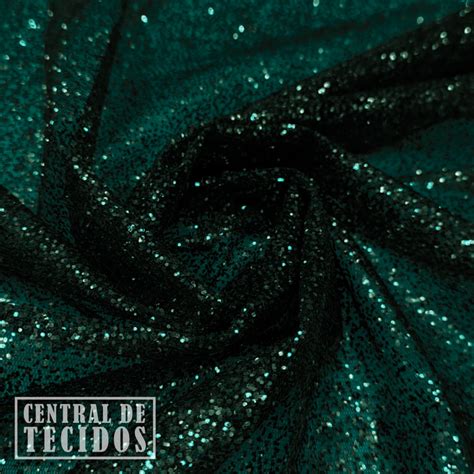 Central De Tecidos Tule Super Glitter Verde Escuro