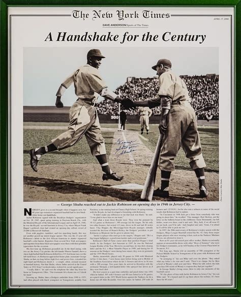 Autographed Jackie Robinson & George Shuba News Article Photo Auction