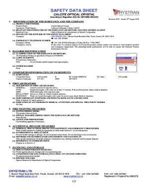 Fillable Online Sds Safety Data Sheets From Crystran Ltd Fax Email