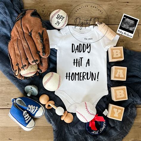 Baseball Pregnancy Announcement Sports Baby Announcement Digital Spring