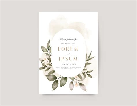 Feuilles D aquarelle élégantes Pour Carte D invitation De Mariage