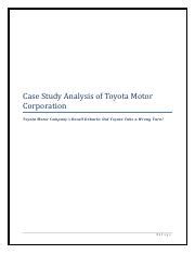 Case Study Analysis Of Toyota Motor Corp Pdf Case Study Analysis Of