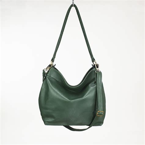 Green Leather Hobo Bag Slouchy Leather Purse For Women Laroll Bags