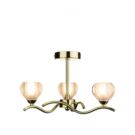 Cyn0340 Cynthia 3 Light Modern Ceiling Light Polished Brass Opal Glass