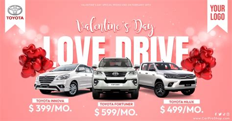 Valentines Day Car Promo Deals Banner Template | PosterMyWall