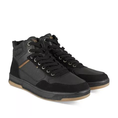 Baskets Montante Noir Homme Lacets Denim Side