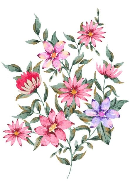 Premium Photo Watercolor Flowers And Leaf Background Vectors