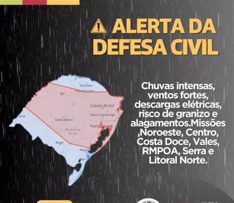 Coluna de Notícias do Tempo e do Clima Defesa Civil gaúcha alerta