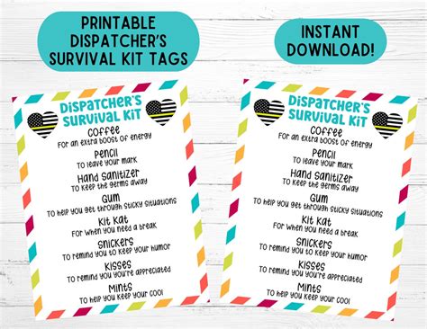 Dispatchers Survival Kit Gift Tags Public Safety Telecommunicators