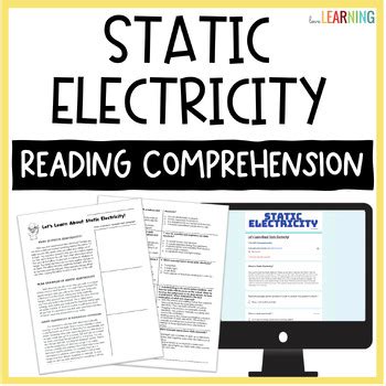 Static Electricity Reading Comprehension Worksheet With Digital Option