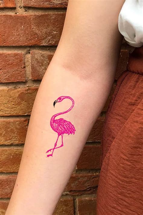 Traditional Pink Flamingo Tattoo