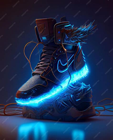 Premium Photo | A nike shoe with a neon light on it