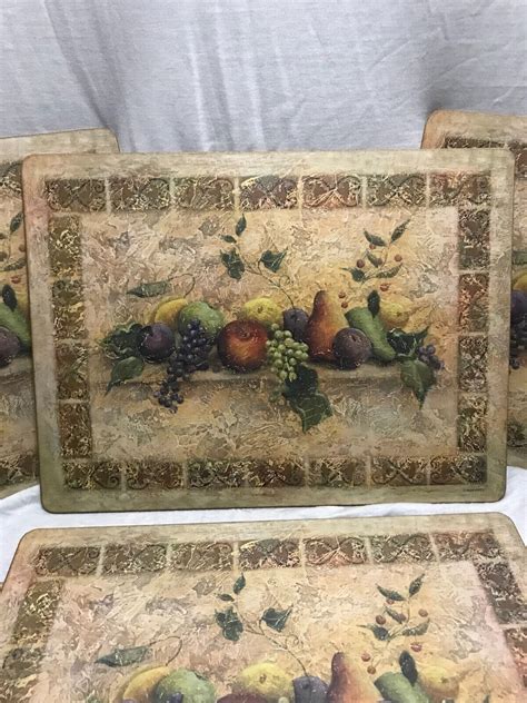 6 Pimpernel Tuscan Palette Fruit Placemats Cork Back England Ebay