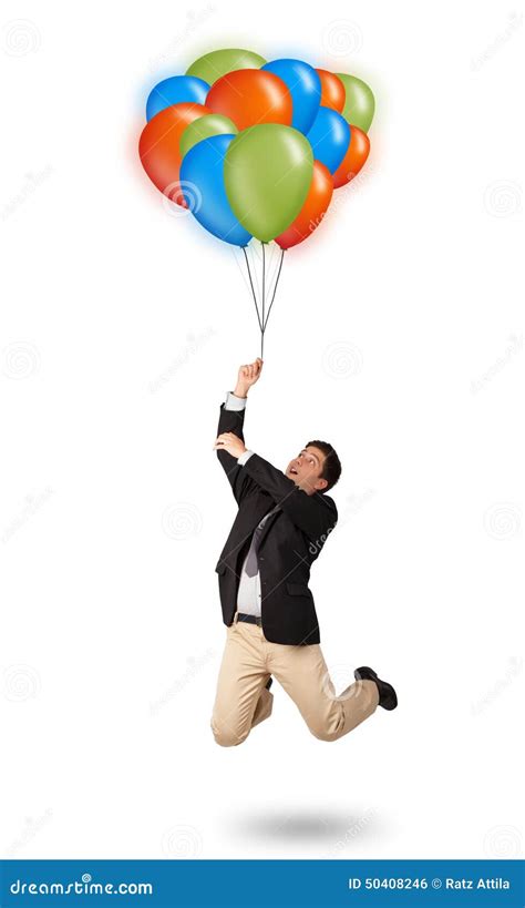 Handsome Man Holding Colorful Balloons Stock Photo Image Of